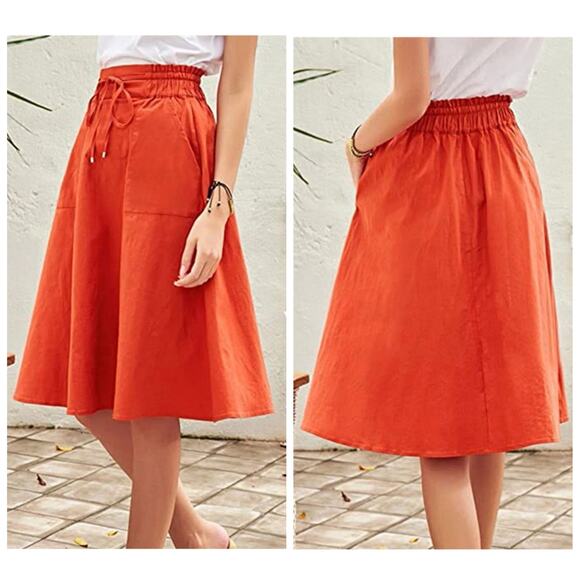 Kancy Kole sage green A-line midi skirt with pockets sz S - Picture 3 of 13